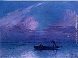 Boat Canvas Paintings - Nighttime Boat Ride at Briere